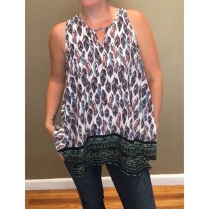 ReneeC colorful feather printed tank top